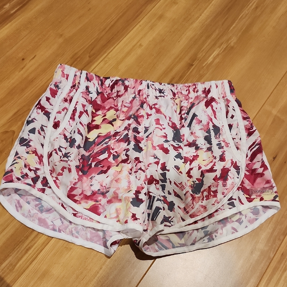 Calvin Klein Women's Pink and White Athletic Shorts